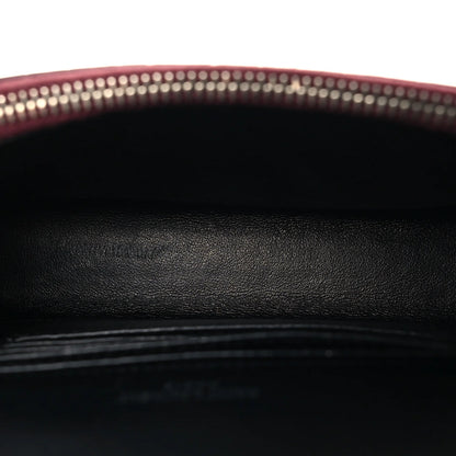 Saint Laurent Calfskin Crocodile Embossed Monogram Kate Belt Bag Burgundy