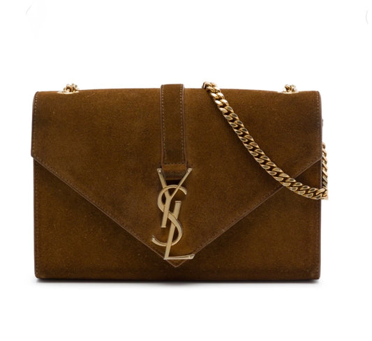 Saint Laurent Small Suede Monogram Envelope Crossbody