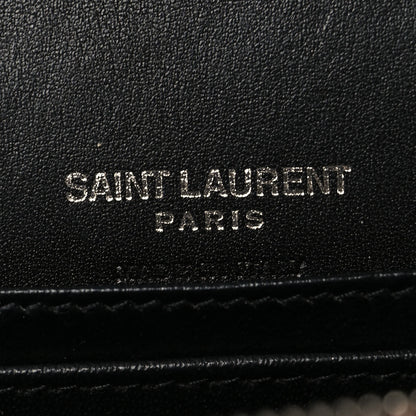 Saint Laurent Calfskin Crocodile Embossed Monogram Kate Belt Bag Burgundy