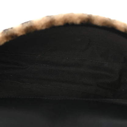 Fendi Shearling Vitello Dolce Macro FF 1974 Baguette Tobacco