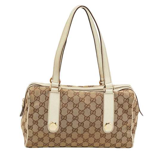 Gucci GG Canvas Charmy Boston Bag – Beige & Ivory
