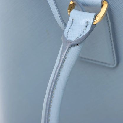 Prada Promenade Leather 2 Way Handbag Blue