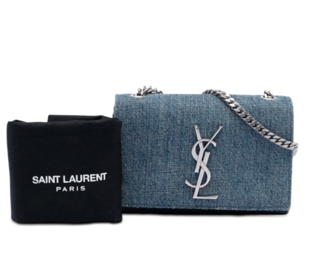 YSL Small Denim Monogram Kate Crossbody